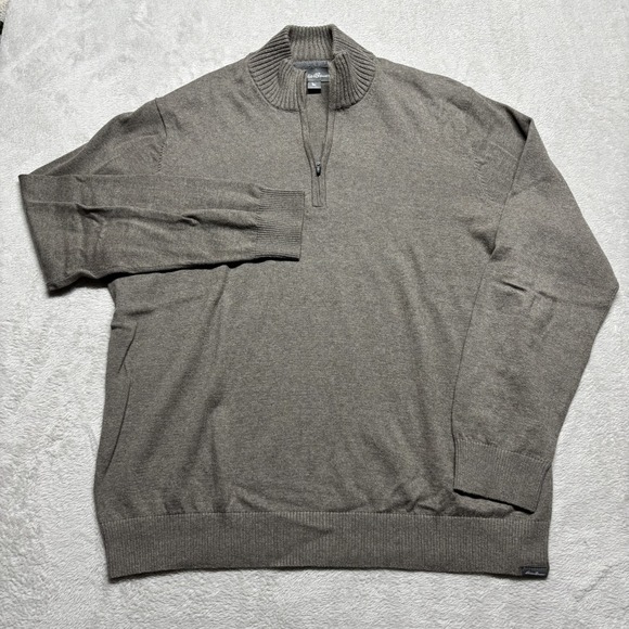 Eddie Bauer Other - Eddie Bauer Mens 1/4 Zip Sweater Size XL Brown Cotton Merino Wool Blend Pullover